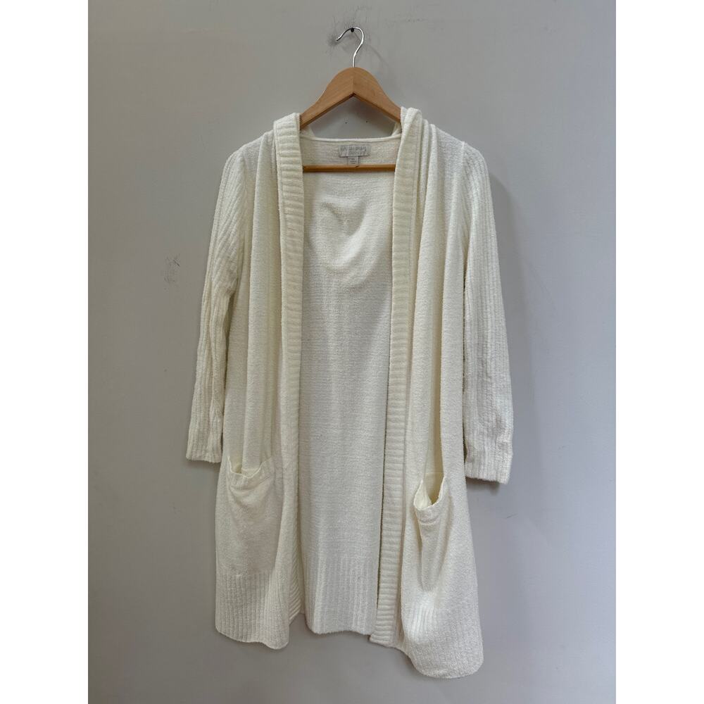Barefoot Dreams Cozy Chic Lite XS Hooded Cardigan With Pockets Beige Cream